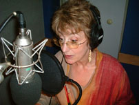 Maureen Lipman recording in studio