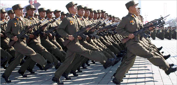 Chinese soldiers marching